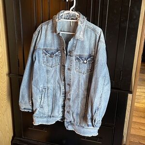 Moussy extra long oversized trucker jacket.